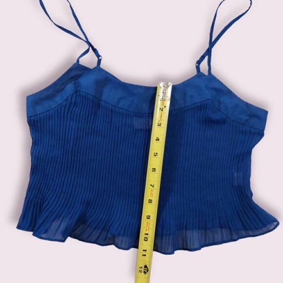 (3/$15) Pins and Needles Royal Blue Pleated Crop Tank - Picture 5 of 5
